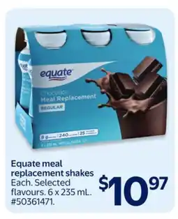 Walmart Equate meal replacement shakes offer