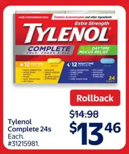 Walmart Tylenol Complete 24s offer