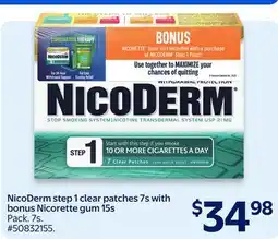 Walmart NicoDerm step 1 clear patches 7s with bonus Nicorette gum 15s offer