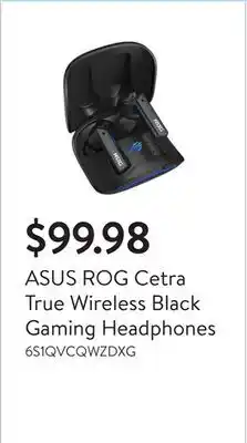 Walmart ASUS ROG Cetra True Wireless Black Gaming Headphones offer
