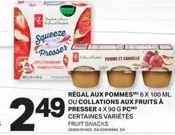 L'Intermarché RÉGAL AUX POMMESMCMC 6 X 100 ML OU COLLATIONS AUX FRUITS À PRESSER 4X90 G PCMD | FRUIT SNACKS offer