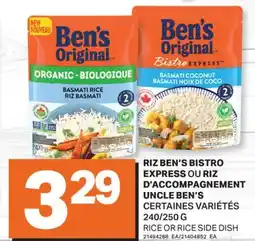 L'Intermarché RIZ BEN'S BISTRO EXPRESS OU D'ACCOMPAGNEMENT | RICE OR RICE SIDE DISH, 240/250 G offer