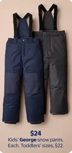 Walmart George kids' snow pants offer