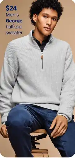 Walmart Men's george half-zip sweater offer
