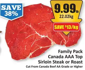 Starsky Family Pack Canada AAA Top Sirloin Steak or Roast offer