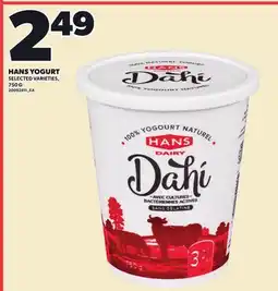 Loblaws HANS YOGURT, 750 G offer