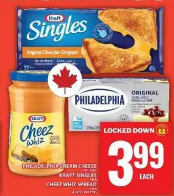 Food Basics Philadelphia Cream Cheese, Kraft Singles, Cheez Whiz Spread offer