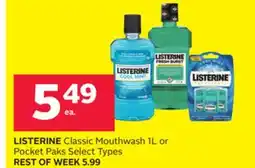 Rexall LISTERINE Classic Mouthwash 1L or Pocket Paks offer
