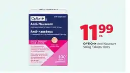 Rexall OPTION + Anti-Nauseant 50mg Tablets offer