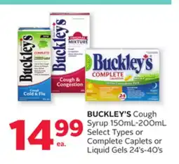 Rexall BUCKLEY'S Cough Syrup 150mL-200mL Select Types or Complete Caplets or Liquid Gels 24' s-40' s offer