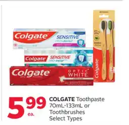 Rexall COLGATE Toothpaste 70mL-133mL or Toothbrushes offer