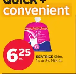 Rexall BEATRICE Skim, 1% or 2% Milk 4L offer