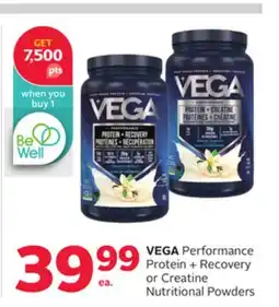 Rexall VEGA Performance Protein + Recovery or Creatine Nutritional Powders offer