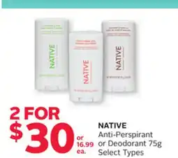 Rexall NATIVE Anti-Perspirant or Deodorant offer