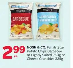 Rexall NOSH & CO. Family Size Potato Chips Barbecue or Lightly Salted 250g or Cheese Crunchies 225g offer