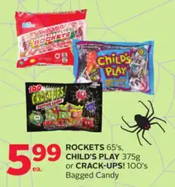 Rexall ROCKETS 65's, CHILD'S PLAY 375g or CRACK-UPS! 100's offer