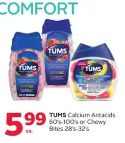 Rexall TUMS Calcium Antacids 60' s-100' s or Chewy Bites 28' s-32' s offer
