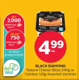 Rexall BLACK DIAMOND Natural Cheese Slices 240g or Combos 129g offer