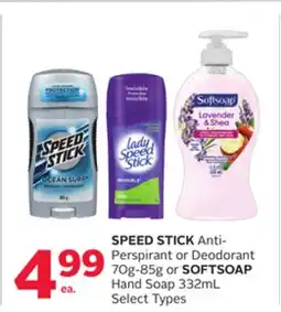 Rexall SPEED STICK Anti-Perspirant or Deodorant 70g-85g or SOFTSOAP Hand Soap 332mL offer