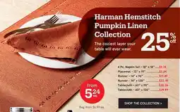 Kitchen Stuff Plus Harman Hemstitch Pumpkin Linen Collection offer
