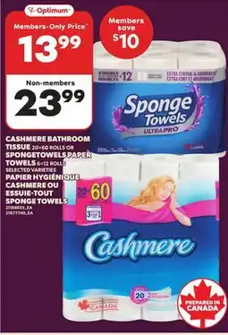 Independent City Market CASHMERE BATHROOM TISSUE, 20=60 ROLLS OR SPONGETOWELS PAPER TOWELS, 6=12 ROLLS offer