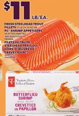 Independent City Market FRESH STEELHEAD TROUT FILLETS OR PC SHRIMP APPETIZERS, 340-454 G offer