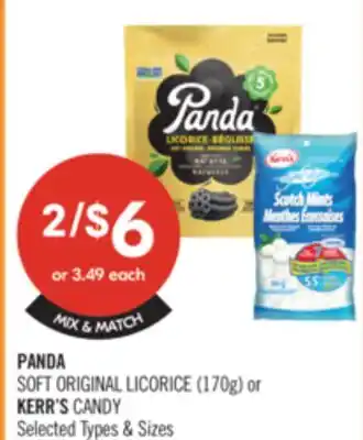 Shoppers Drug Mart PANDA SOFT ORIGINAL LICORICE (170g) or KERR'S CANDY offer