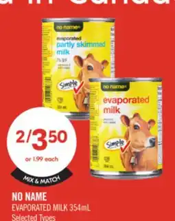 Shoppers Drug Mart NO NAME EVAPORATED MILK 354 mL offer