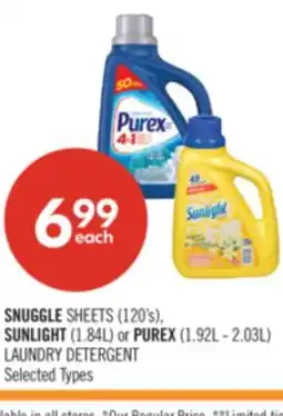 Shoppers Drug Mart SNUGGLE SHEETS (120's), SUNLIGHT (1.84L) or PUREX (1.92L - 2.03L) LAUNDRY DETERGENT offer