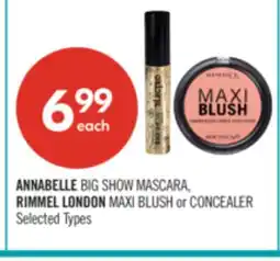Shoppers Drug Mart ANNABELLE BIG SHOW MASCARA, RIMMEL LONDON MAXI BLUSH or CONCEALER offer