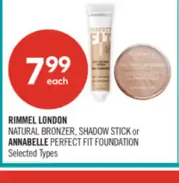 Shoppers Drug Mart RIMMEL LONDON NATURAL BRONZER, SHADOW STICK or ANNABELLE PERFECT FIT FOUNDATION offer
