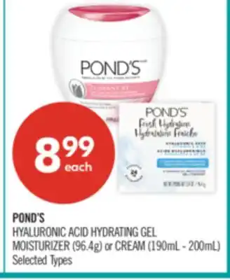 Shoppers Drug Mart HYALURONIC ACID HYDRATING GEL MOISTURIZER (96.4g) or CREAM (190mL - 200mL) offer