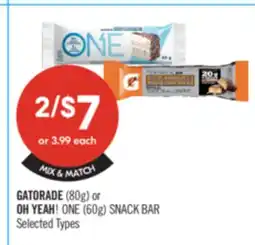 Shoppers Drug Mart GATORADE (80g) or OH YEAH! ONE (60g) SNACK BAR offer