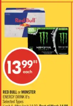 Shoppers Drug Mart RED BULL or MONSTER ENERGY DRINK offer