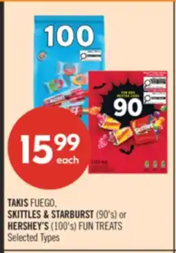 Shoppers Drug Mart TAKIS FUEGO, SKITTLES & STARBURST (90's) or HERSHEYS (100's) FUN TREATS offer