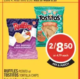 Shoppers Drug Mart RUFFLES POTATO OR TOSTIToS TORTILLA CHIPS offer