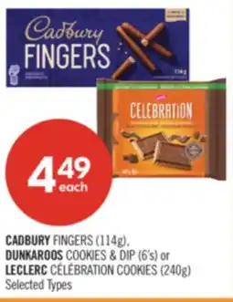 Shoppers Drug Mart CADBURY FINGERS (114 g), DUNKAROOS COOKIES & DIP (6's) or LECLERC CÉLÉBRATION COOKIES (240 g offer