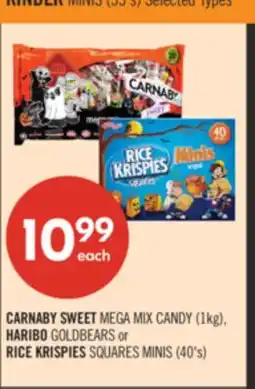 Shoppers Drug Mart CARNABY SWEET MEGA MIX CANDY (1kg), HARIBO GOLDBEARS or RICE KRISPIES SQUARES MINIS (40's) offer