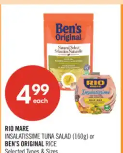 Shoppers Drug Mart RIO MARE INSALATISSIME TUNA SALAD (160g) or BEN'S ORIGINAL RICE offer