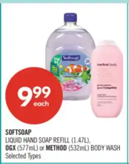 Shoppers Drug Mart SOFTSOAP LIQUID HAND SOAP REFILL (1.47L), OGX (577mL) or METHOD (532mL) BODY WASH offer