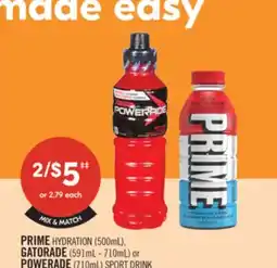 Shoppers Drug Mart PRIME HYDRATION (500mL), GATORADE (591 mL - 710 mL) or POWERADE (710mL) SPORT DRINK offer