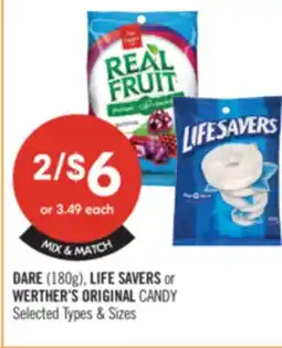 Shoppers Drug Mart DARE (180g), LIFE SAVERS or WERTHER'S ORIGINAL CANDY offer