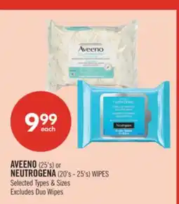 Shoppers Drug Mart AVEENO (25's) or NEUTROGENA (20's - 25's) WIPES offer