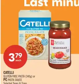 Shoppers Drug Mart CATELLI GLUTEN FREE PASTA (340g) or PC PASTA SAUCE offer