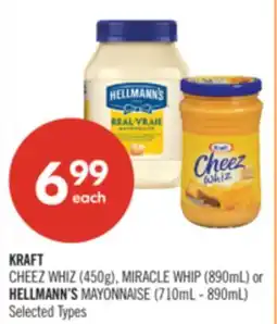 Shoppers Drug Mart KRAFT CHEEZ WHIZ (450g), MIRACLE WHIP (890mL) or HELLMANN'S MAYONNAISE (710mL - 890mL) offer