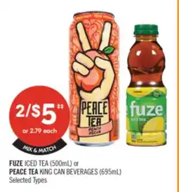 Shoppers Drug Mart FUZE ICED TEA (500ml) or PEACE TEA KING CAN BEVERAGES (6995ml) offer