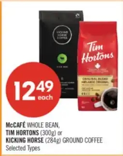 Shoppers Drug Mart McCAFÉ WHOLE BEAN, TIM HORTONS (300g) or KICKING HORSE (284g) GROUND COFFEE offer