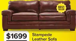 Leon's Stampede Leather Sofa - Chestnut offer