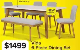 Leon's Vida 6 - Piece Dining Set- Natural Beige, Grey offer