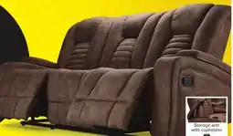 Leon's Dallas Reclining Sofa With Drop Down Table- Mocha offer